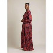 Robe longue femme colorée en soie rouge orange mauve, chic et élégante