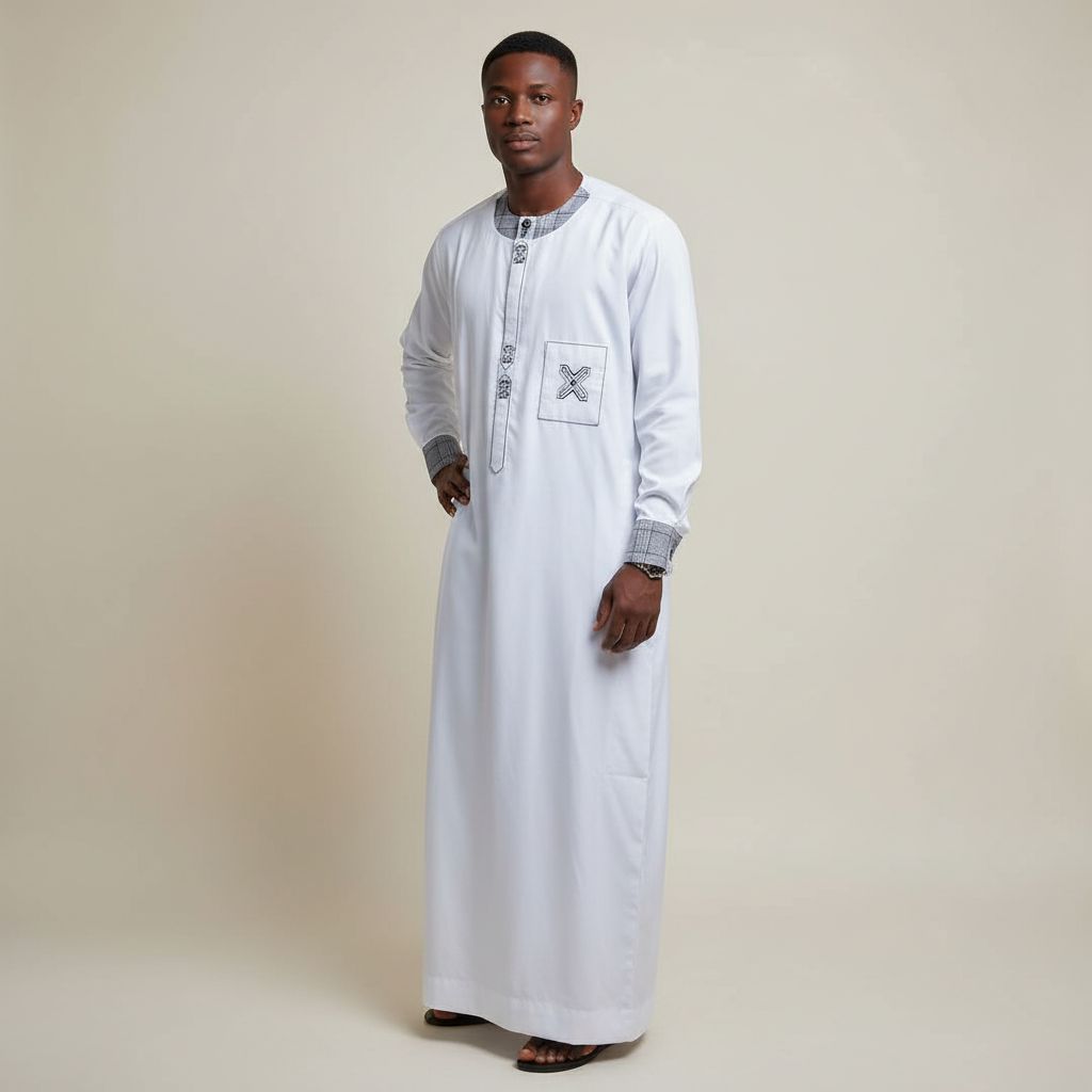 Chemise homme blanche élégante en coton, col rond, chic et moderne