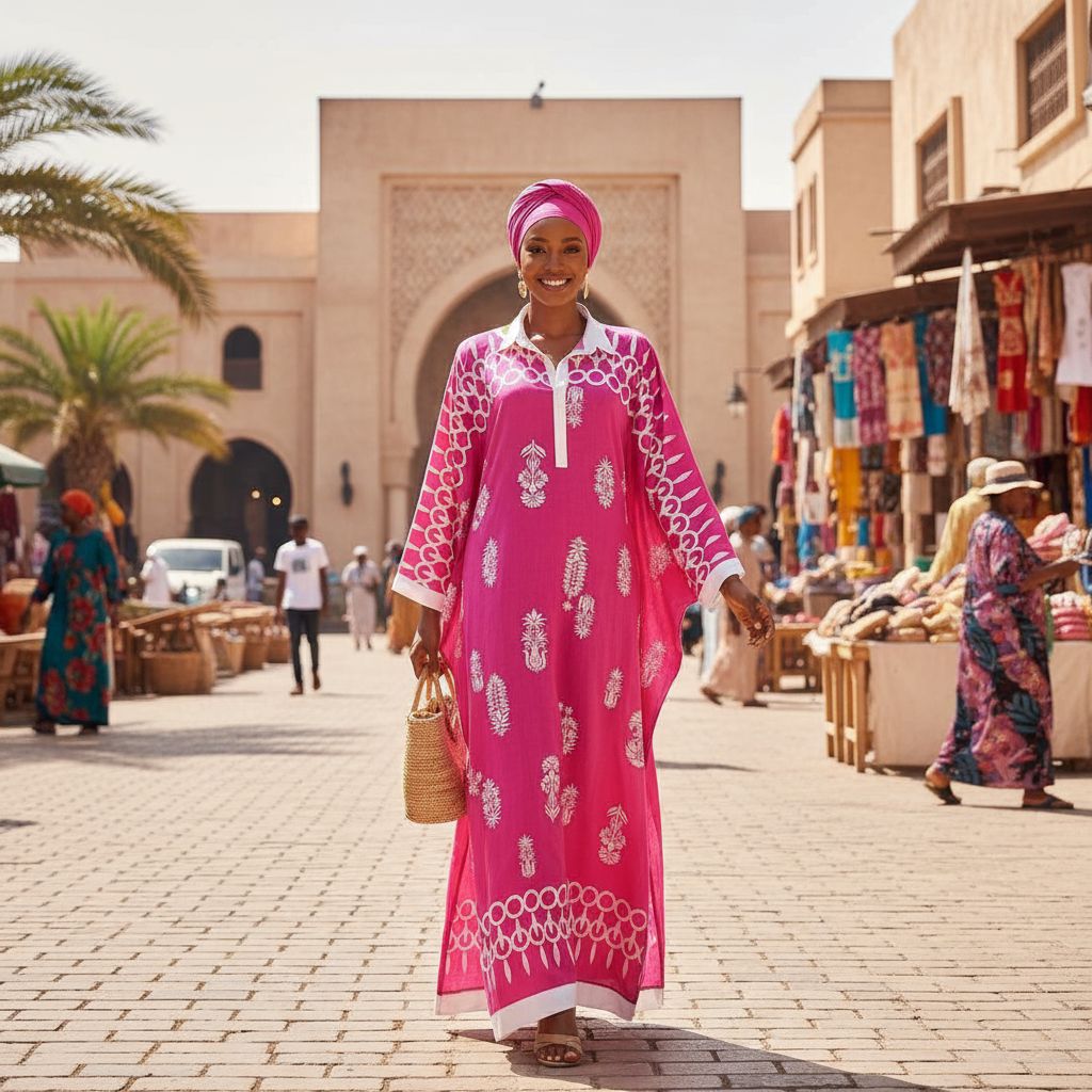 Tunique femme élégante rose fuchsia XL-XXL et foulard, style chic ethnique