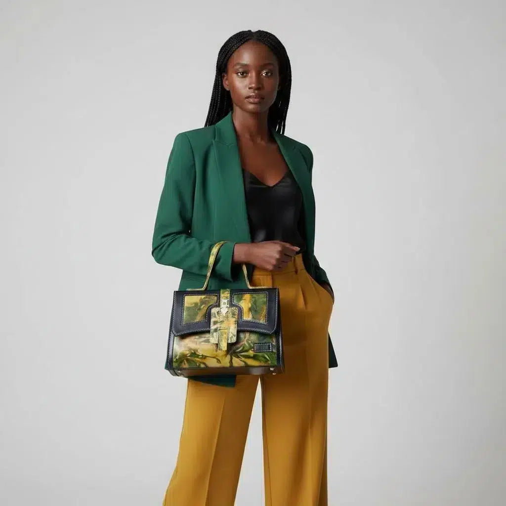 SAC A MAIN DAME EN CUIR TANNÉ AVEC DOUBLE LANIÈRE