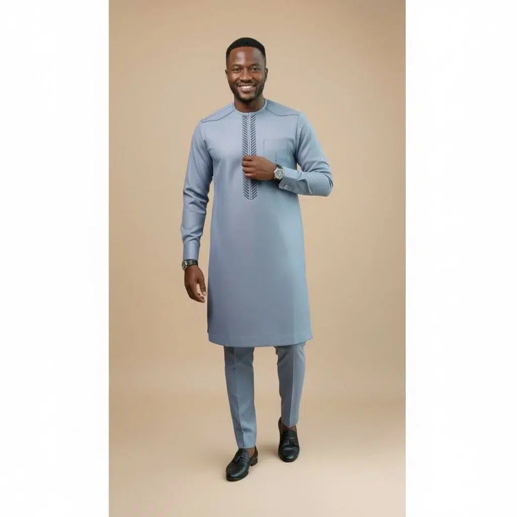 Ensemble homme élégant bleu ciel – Tenue traditionnelle et costume cérémonie