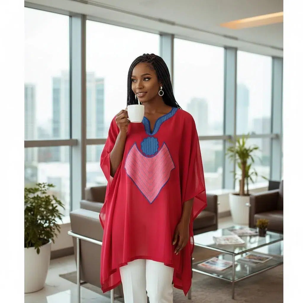 Haut pagne tissé femme chic – Tunique ethnique brodée fait main