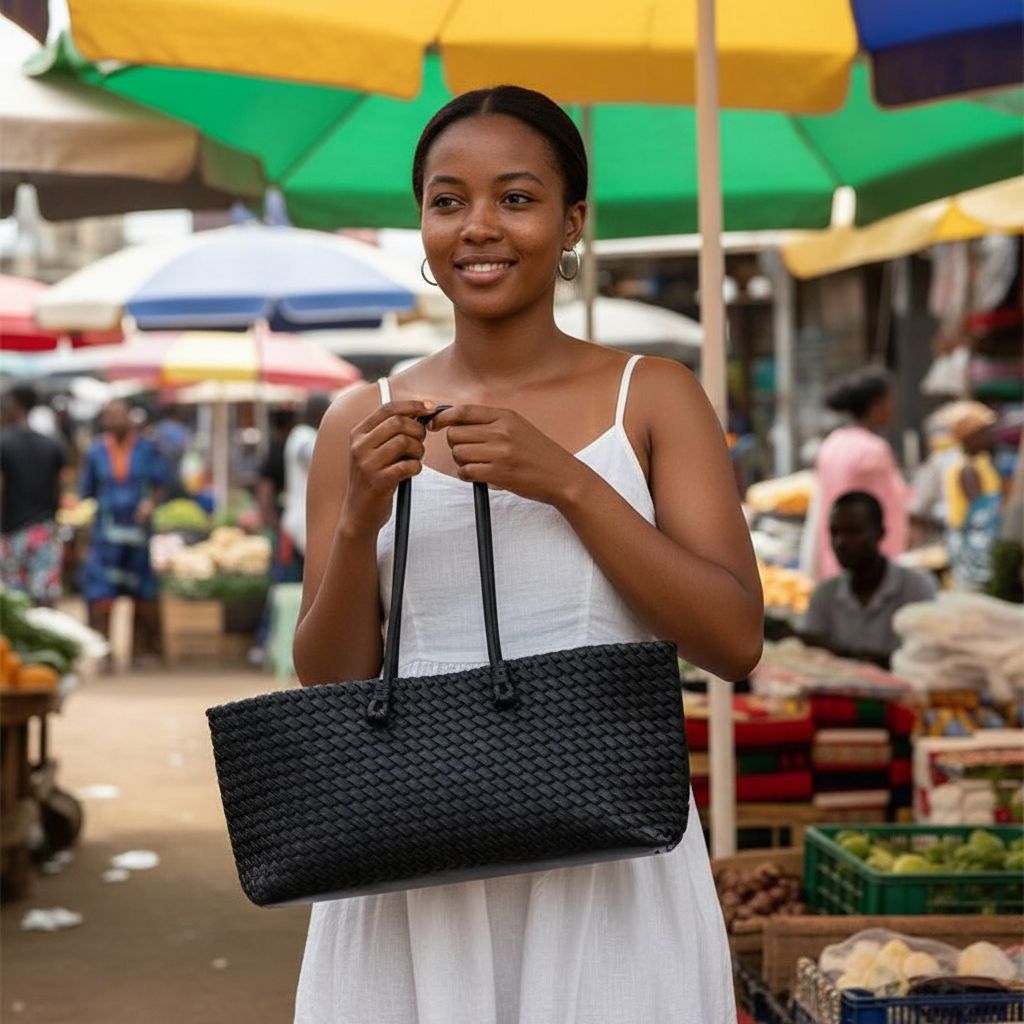 Sac à main cuir noir tressé femme élégant, grand sac épaule chic