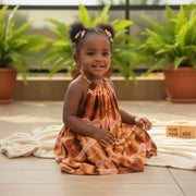 Robe bébé fille été bordeaux et rose en coton léger