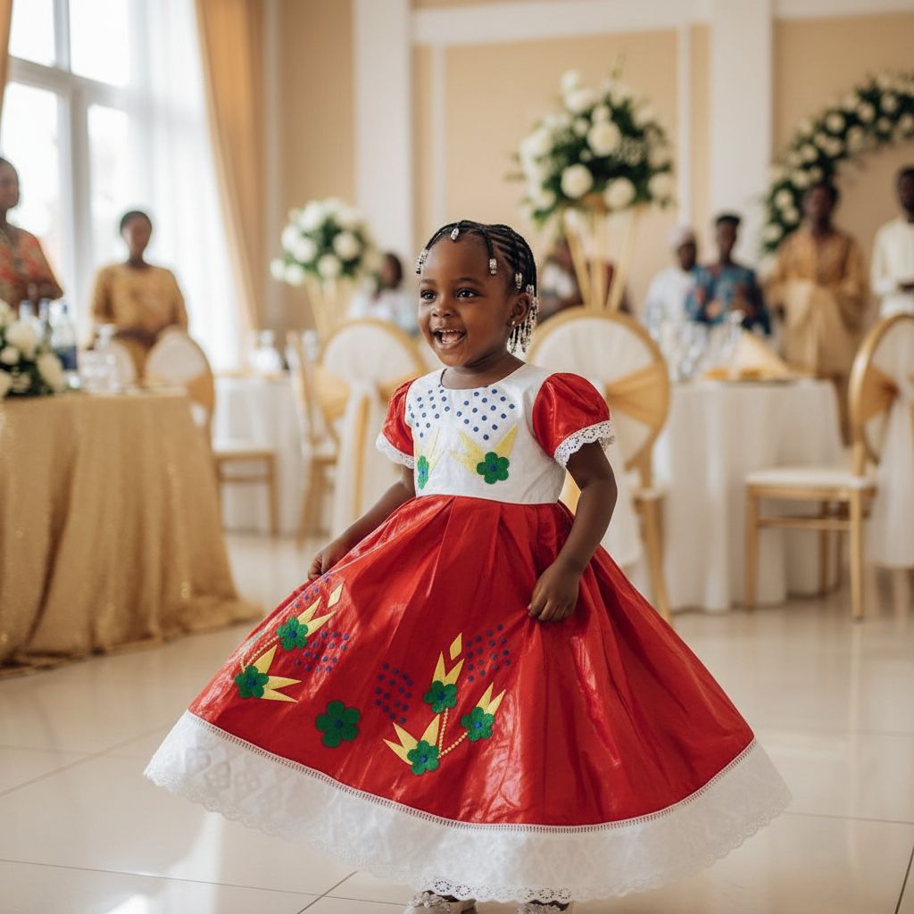 Robe cérémonie rouge fille 3 ans en bazin riche brodée