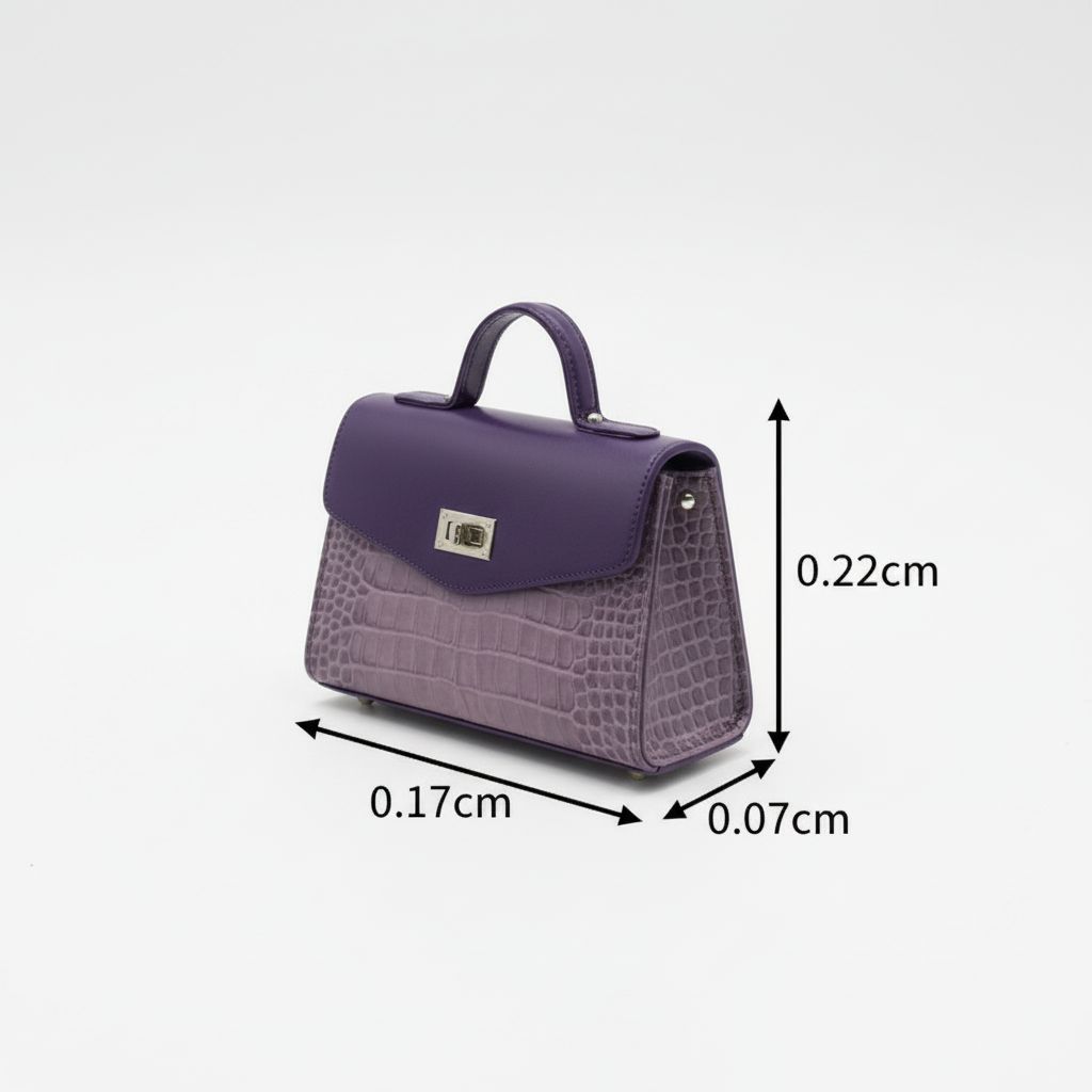 Sac à main femme cuir effet croco, élégant et structuré, fermoir argenté