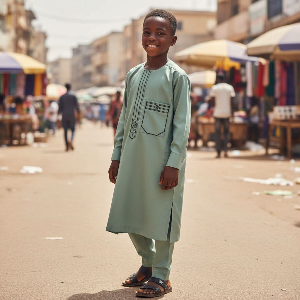 Tunique enfant garçon élégante, brodée, coton – cérémonie ou événement