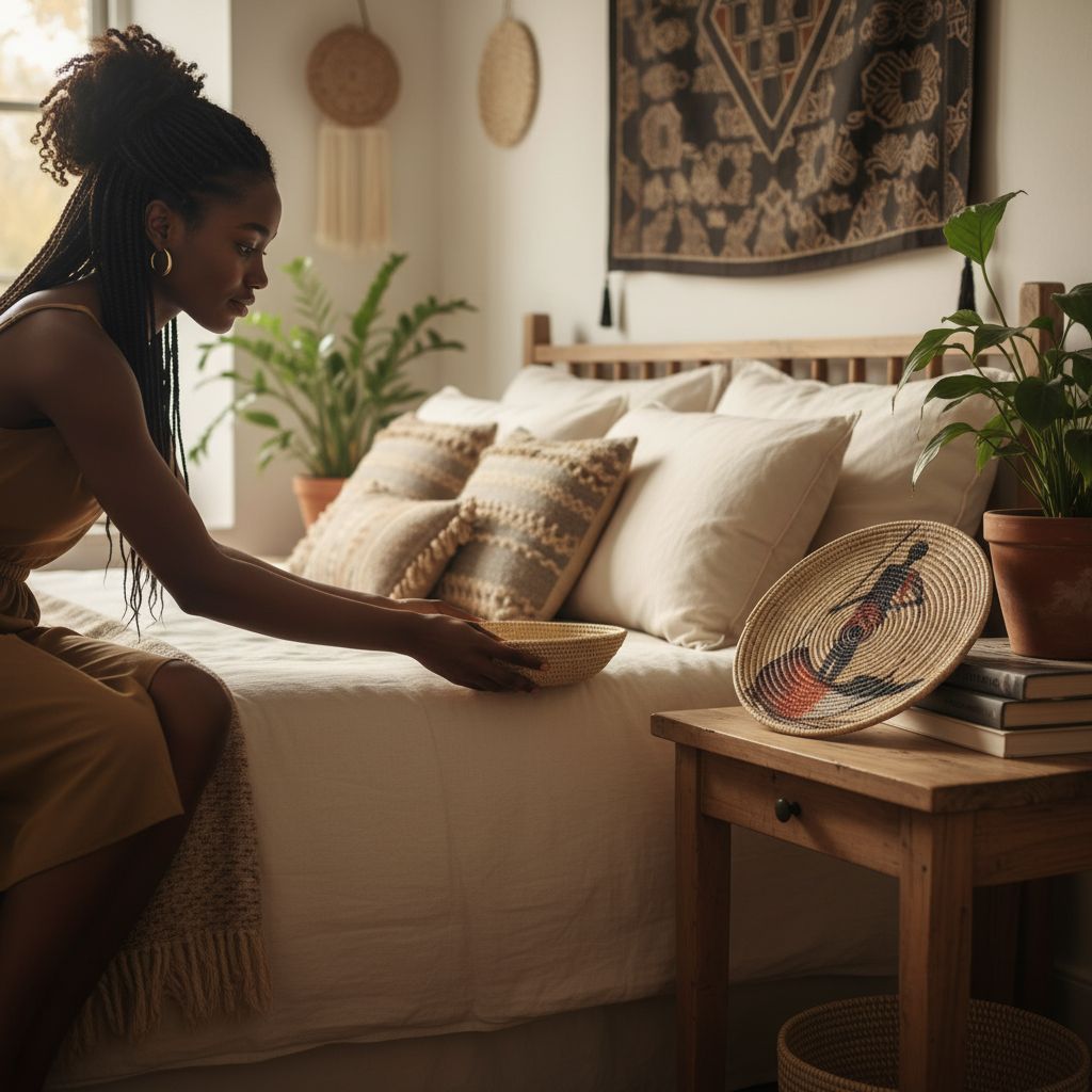 Décoration murale panier artisanal – Panier mural tissé bohème 18x15 cm