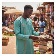 Chemise homme lin brodée, patchwork pagne, artisanale et élégante