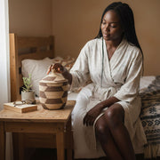Panier de décoration africaine tressé avec couvercle, rangement artisanal
