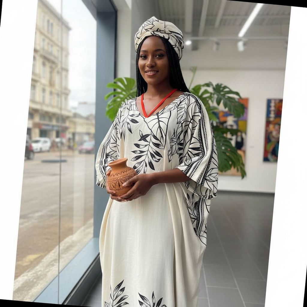 Tunique femme élégante noire et blanche, ample, motifs floraux, grande taille