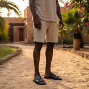 Sandale homme pagne tissé gris en cuir