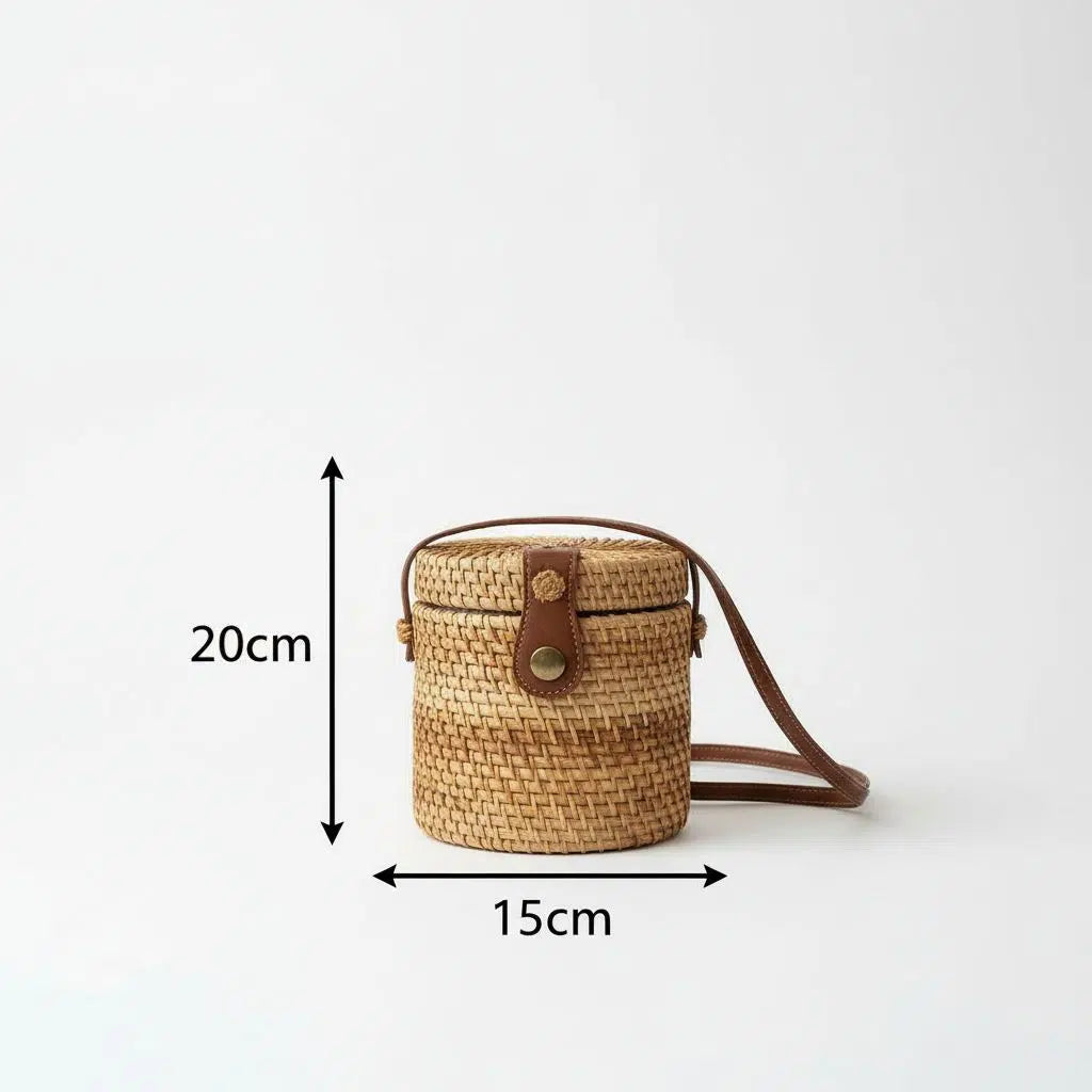 Sac bandoulière rotin femme bohème rond