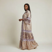 Robe longue bohème chic femme soie et dentelle élégante manches évasées