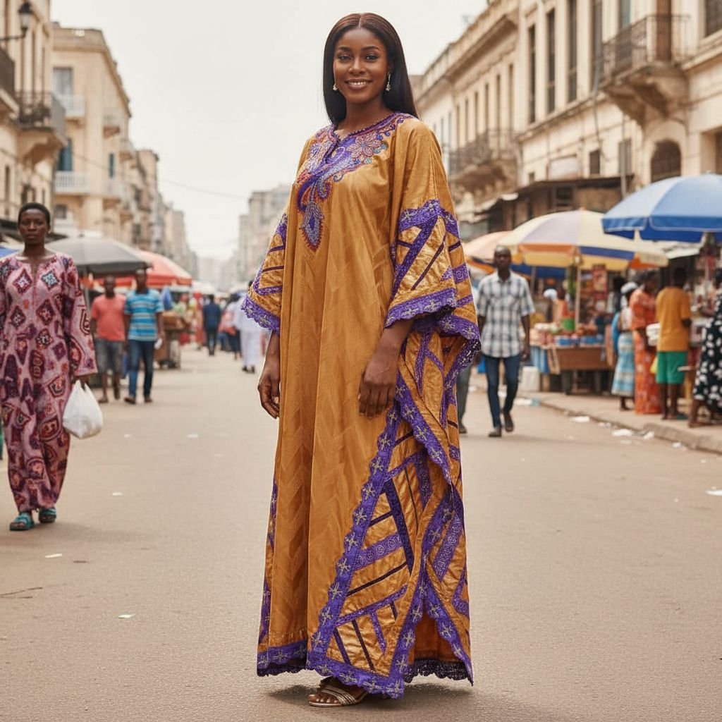 Grand boubou geztner avec broderie brodee et garnitures