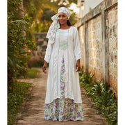 Robe deux pièces en lin blanc caché