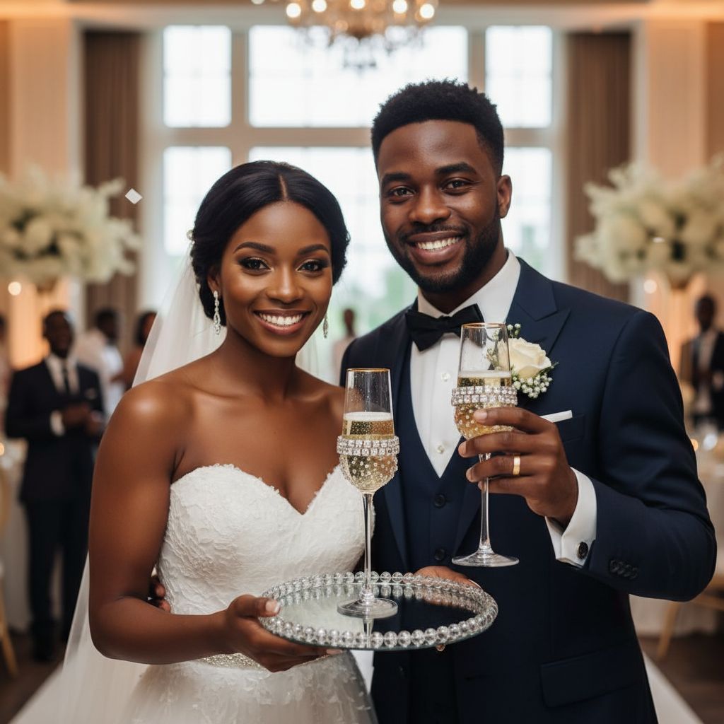 Plateau et verres à champagne mariage