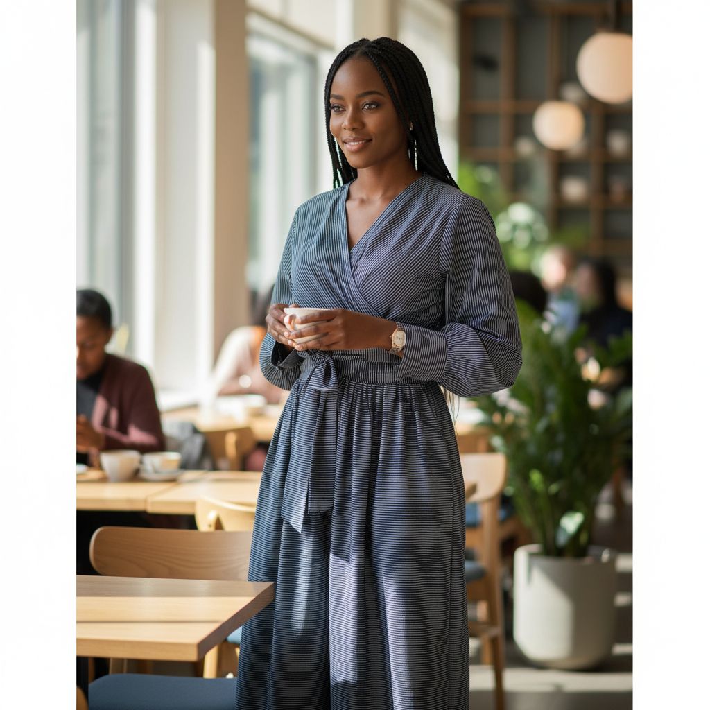 Chemise femme élégante cache cœur à rayures