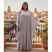 Robe longue imprimé léopard femme tigré noir et blanc avec dentelle chic