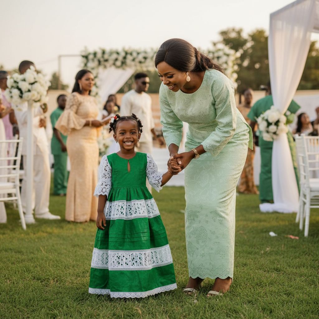 Robe en coton cérémonie fille 3 ans verte brodée