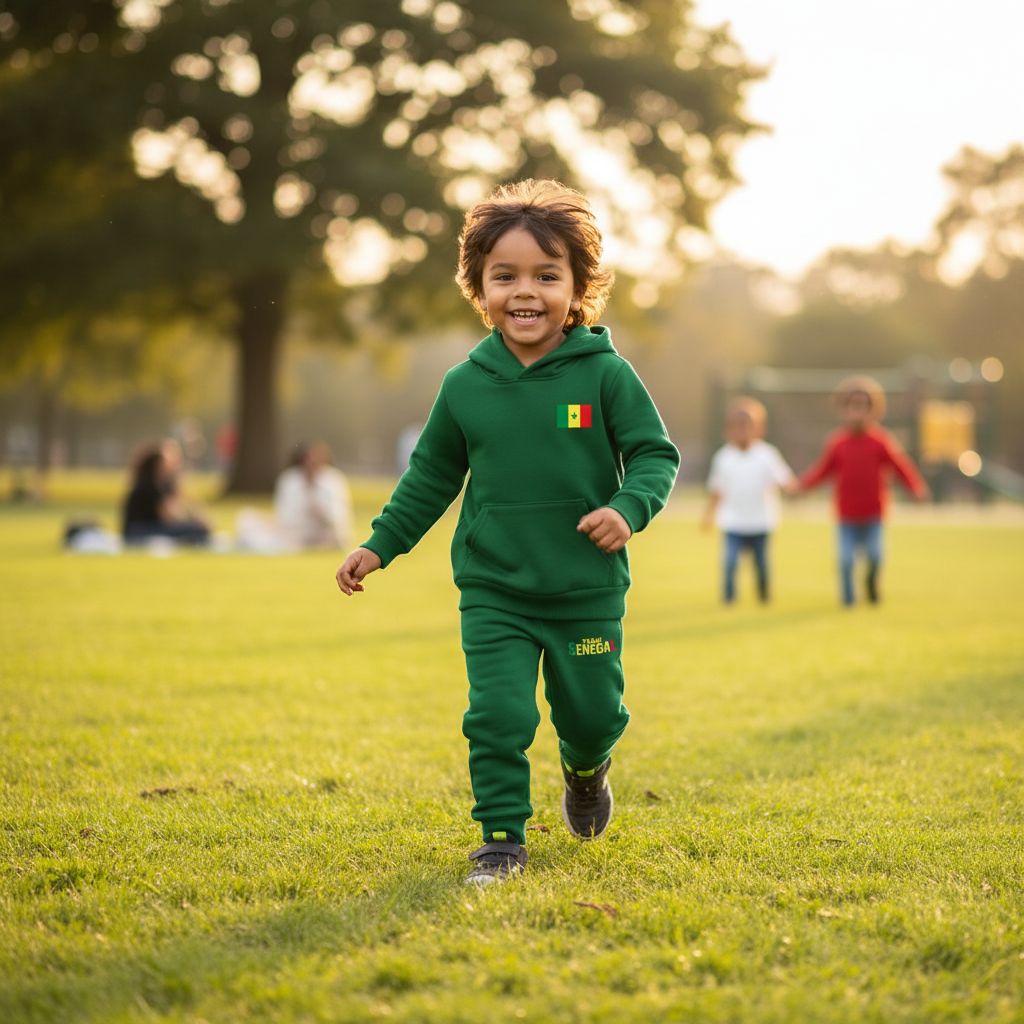 Survêtement enfant Sénégal vert – Ensemble jogging confortable unisexe