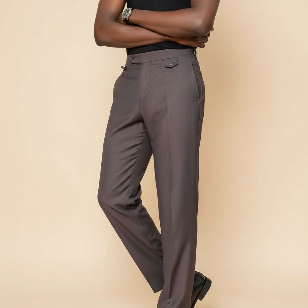 Pantalon homme élégant taupe coupe droite, chic et confortable