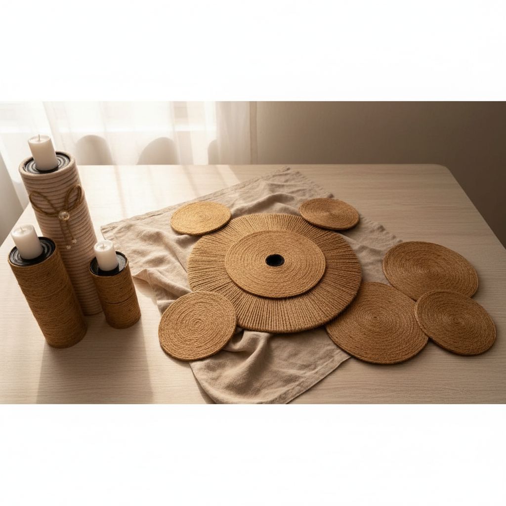 Décoration murale naturelle en jute et fibres, plateau beige et marron