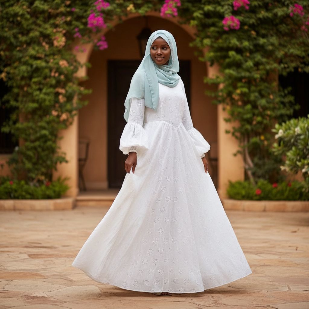 Robe brodée blanche femme longue et ample