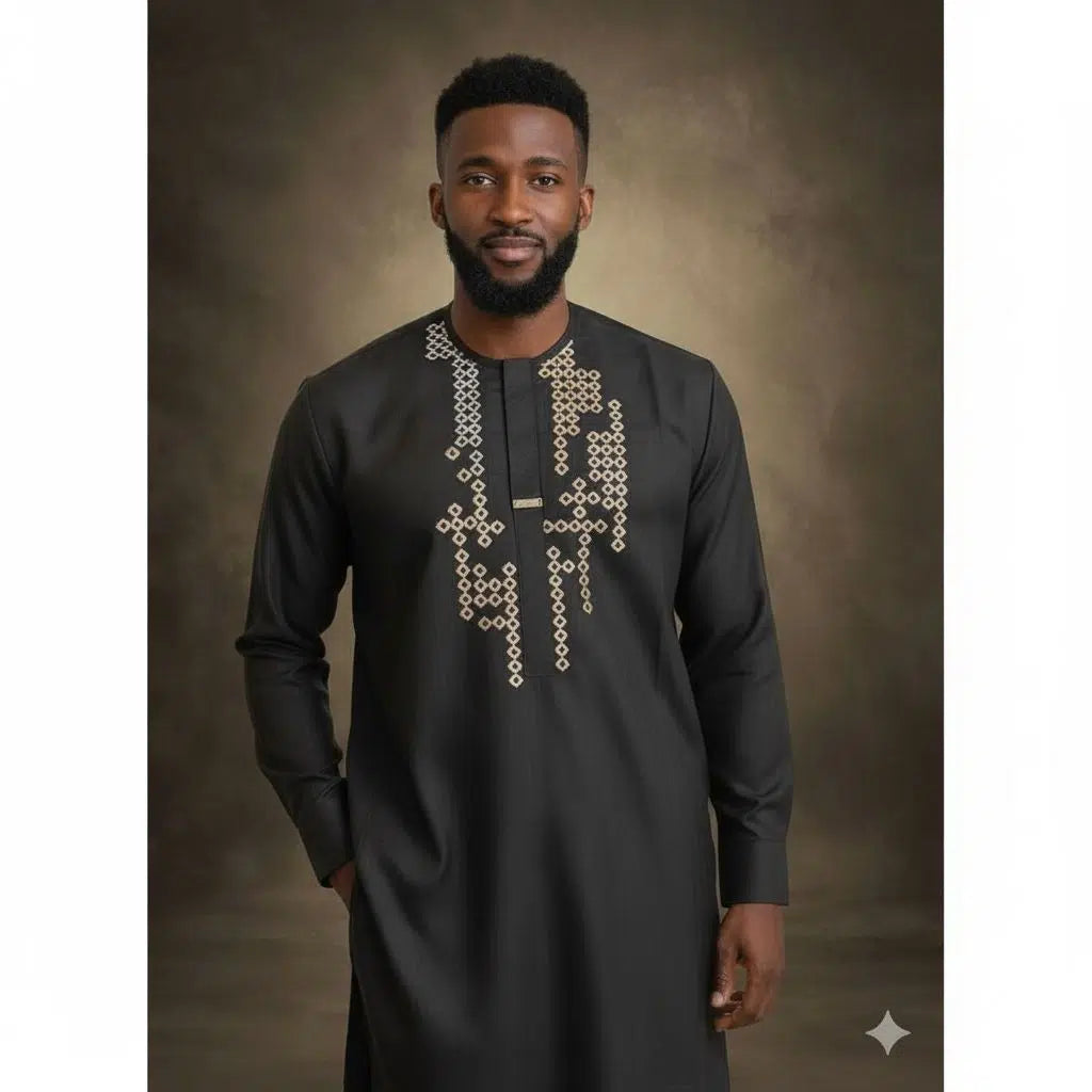 Ensemble homme élégant noir brodé