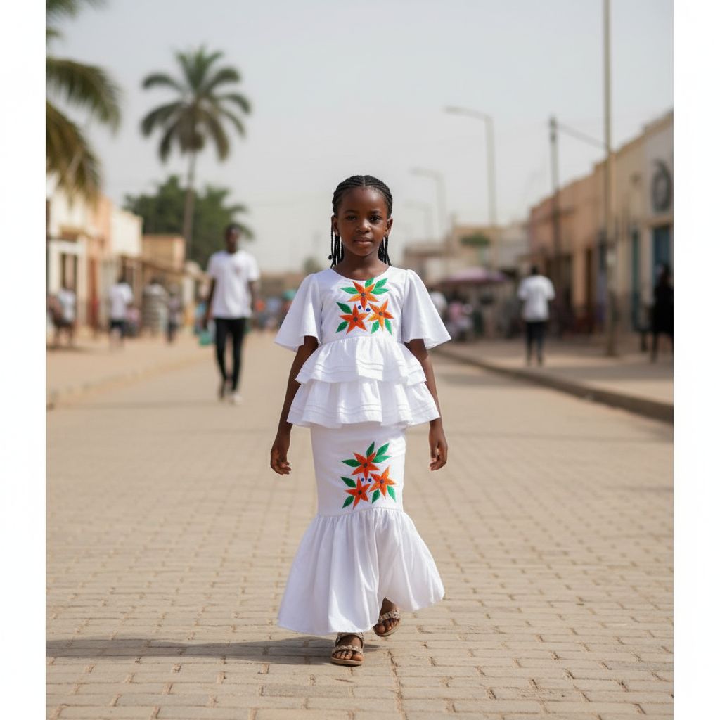 Ensemble cérémonie fille 7 ans blanc, jupe et haut floral chic événement