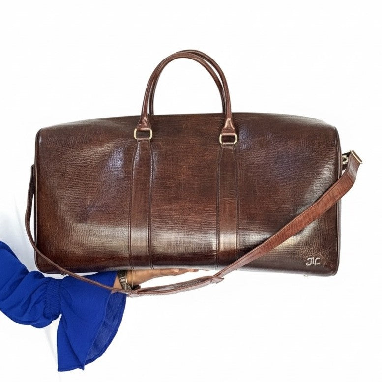 Sac de Voyage en Cuir Véritable Marron - Élégance et Grande Capacité