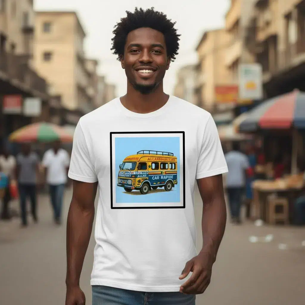 T-shirt homme blanc avec graphique Car Rapide