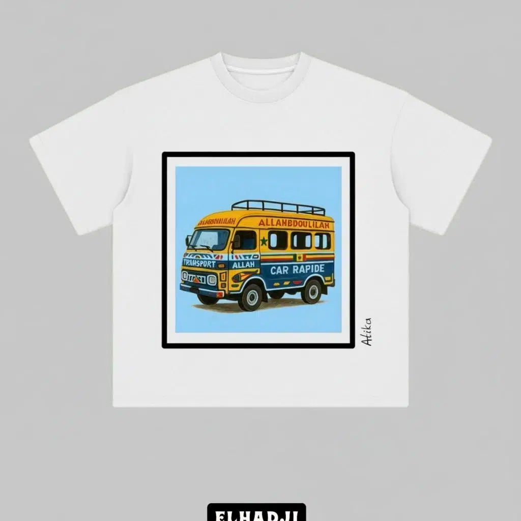 T-shirt homme blanc avec graphique Car Rapide