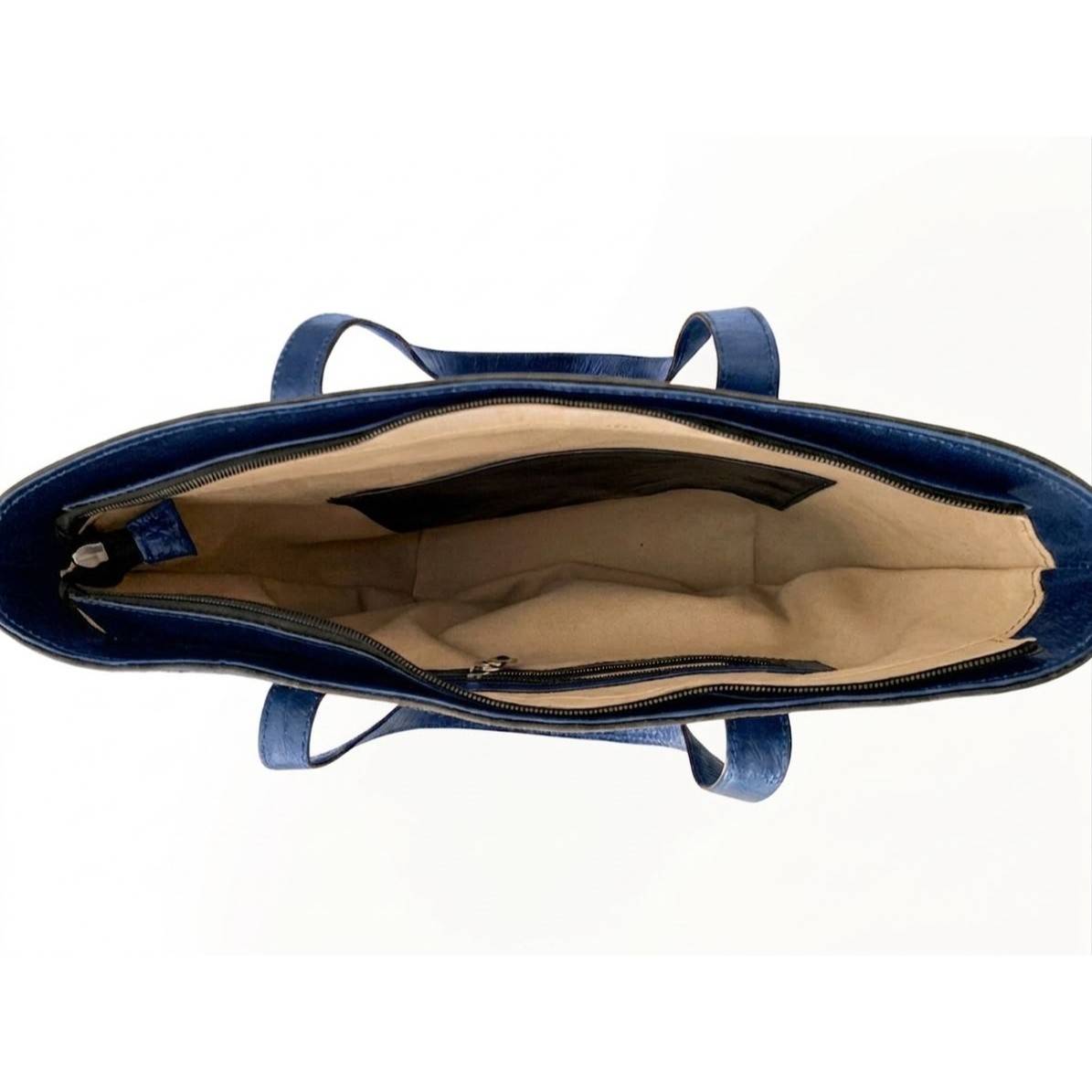 Sac cabas raphia bleu et cuir femme, grand sac léger