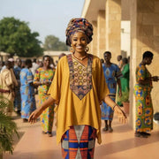Tunique Africaine Femme en Pagne Wax et Broderie Chic – Mode Ethnique