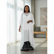 Tunique Amina Femme – Robe Longue Blanche Chic en Coton Brodé à la Main