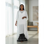 Tunique Amina Femme – Robe Longue Blanche Chic en Coton Brodé à la Main
