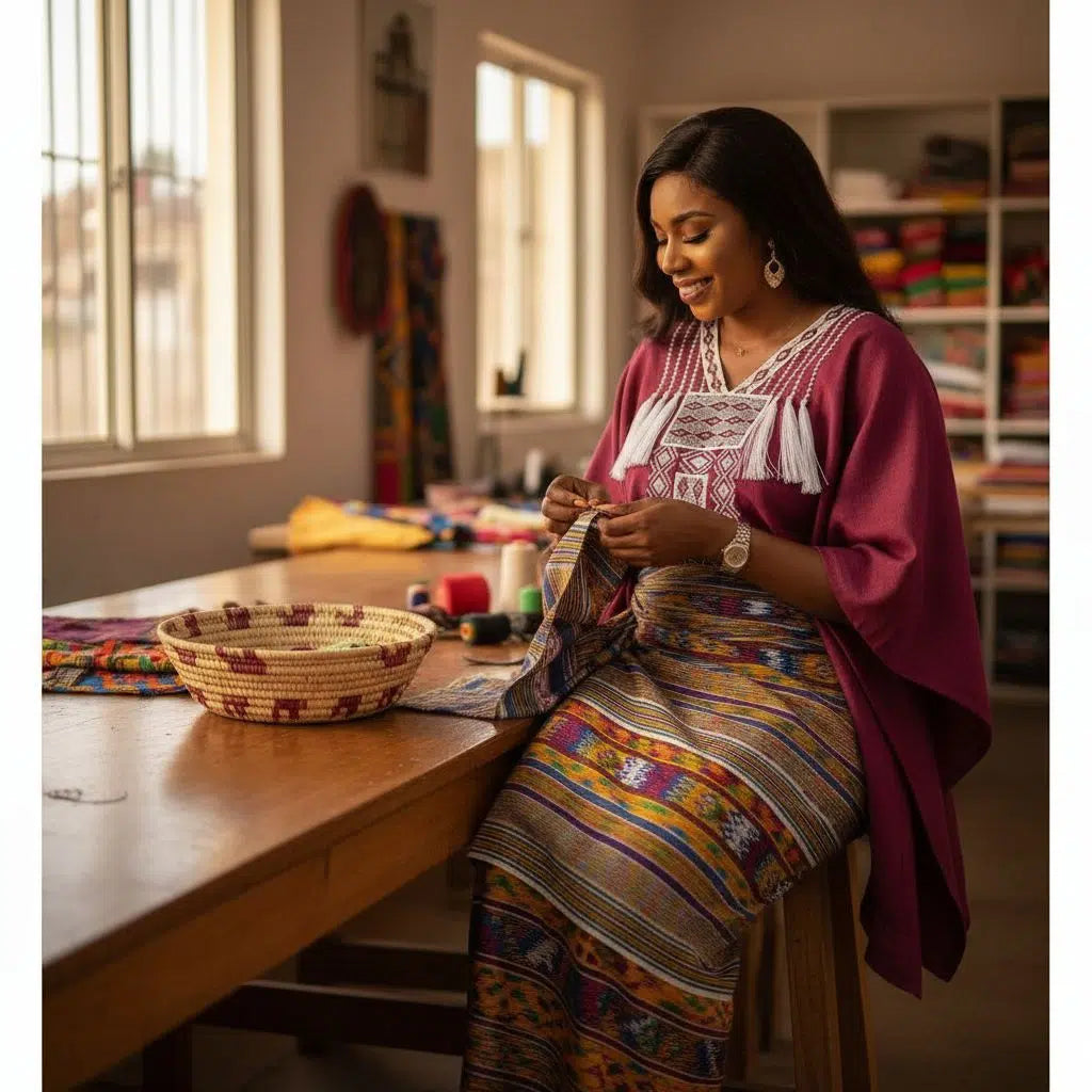 Tunique Femme Bordeaux en Lin Brodé - Élégance Ethnique Chic