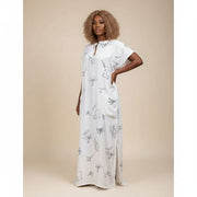 Tunique coton femme blanche motif floral, ample et élégante été chic