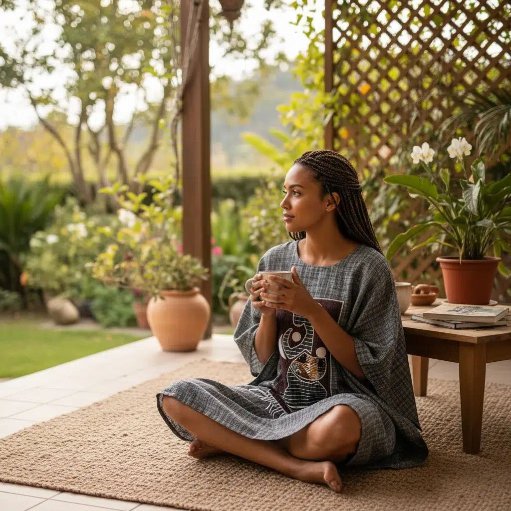 Tunique lin en grise brodée
