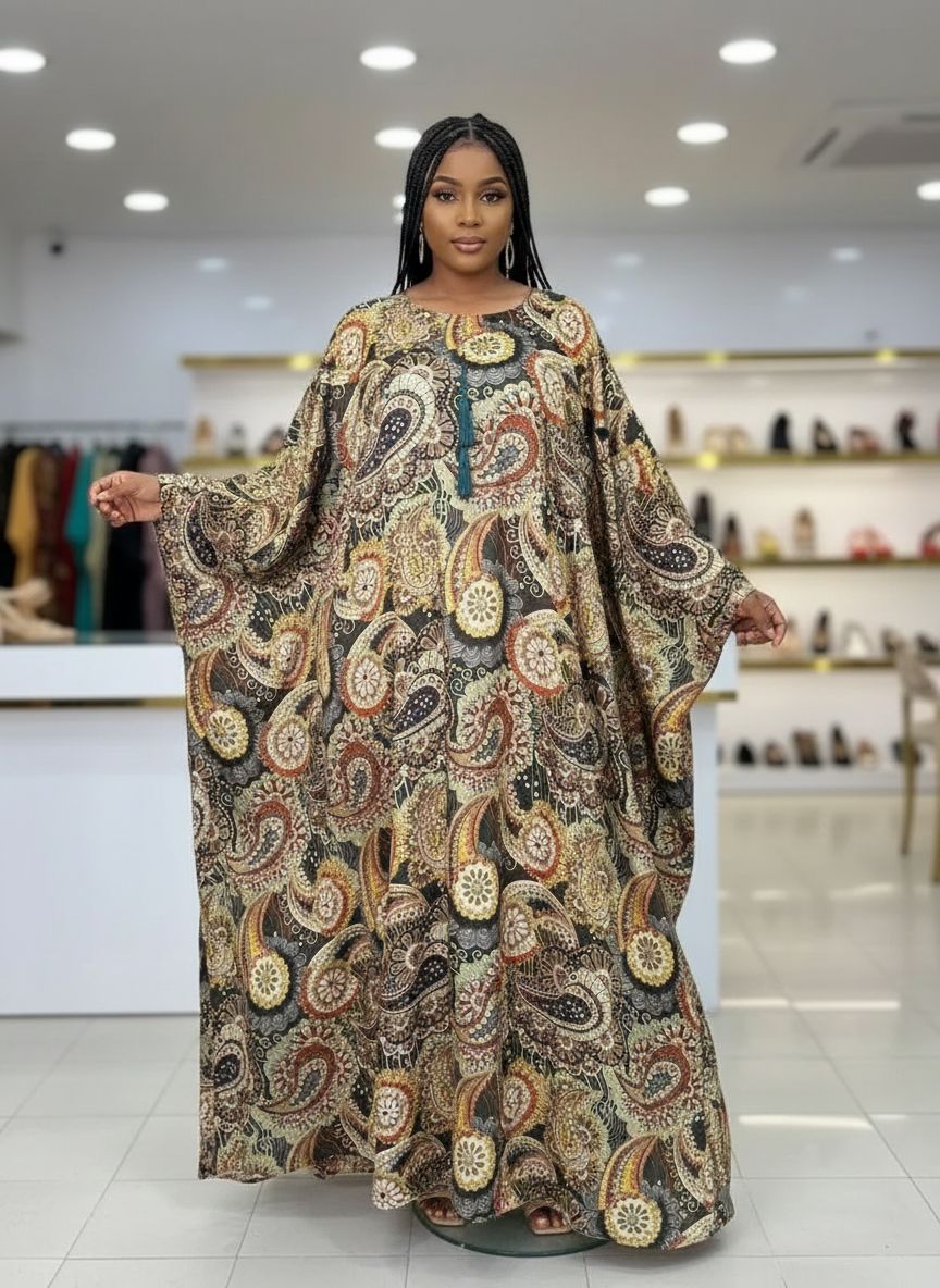 Tunique en soie avec des motifs cachemire