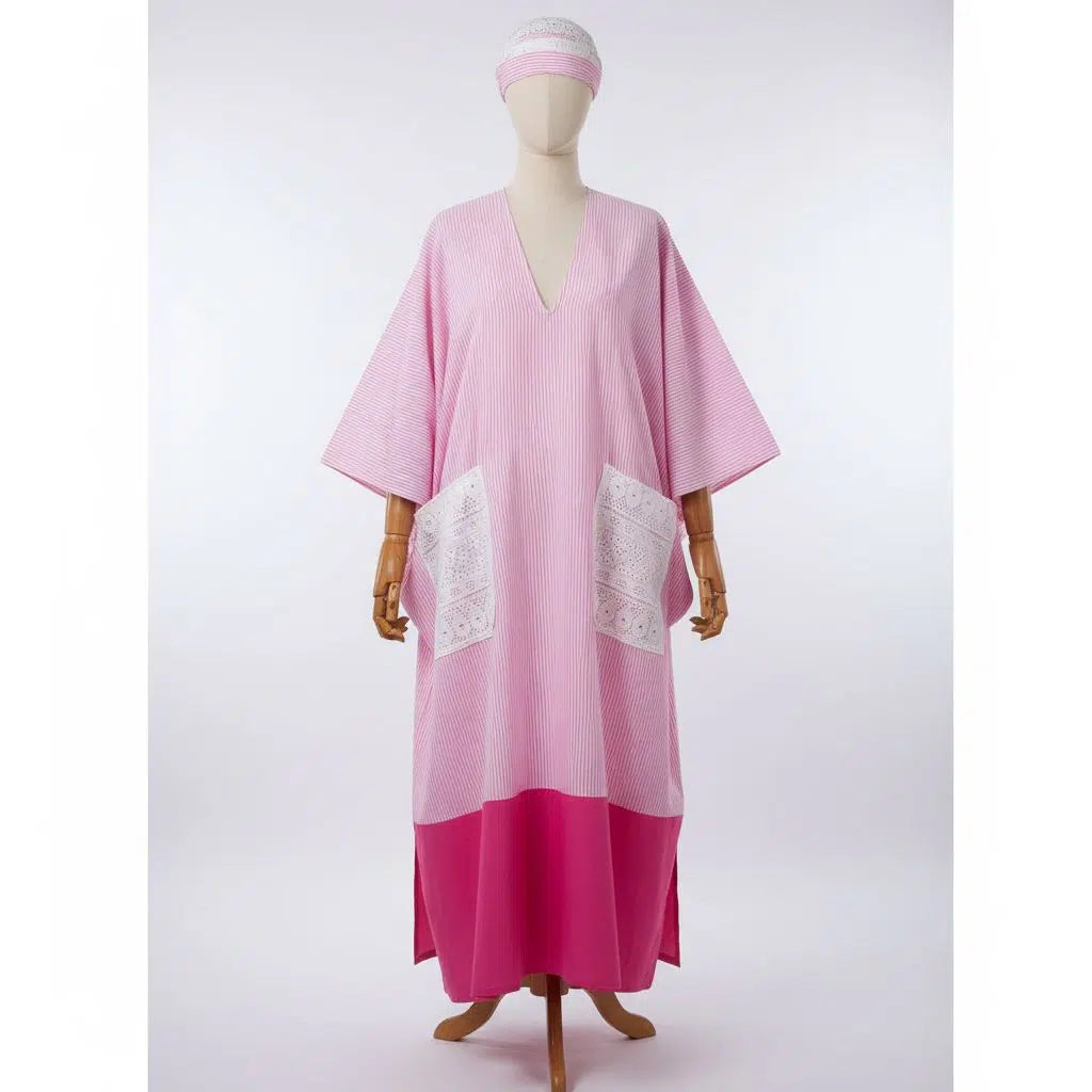 Tunique femme rose en coton col V