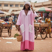 Tunique femme rose en coton col V