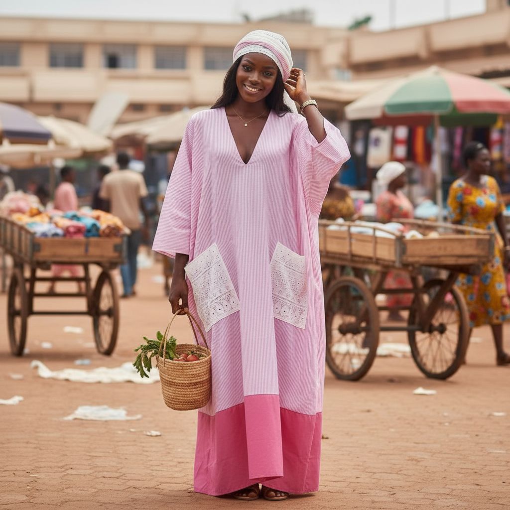 Tunique femme rose en coton col V