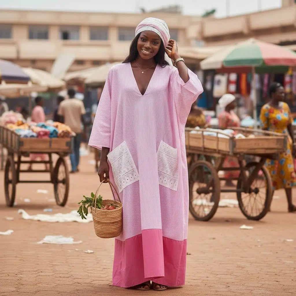 Tunique femme rose en coton col V