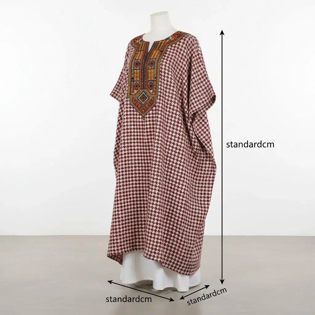 COLLECTION HYVER/Tunique femme MODE ETHNIK en tissu pied de poule en lin, broderie africaine, robe intérieure chic