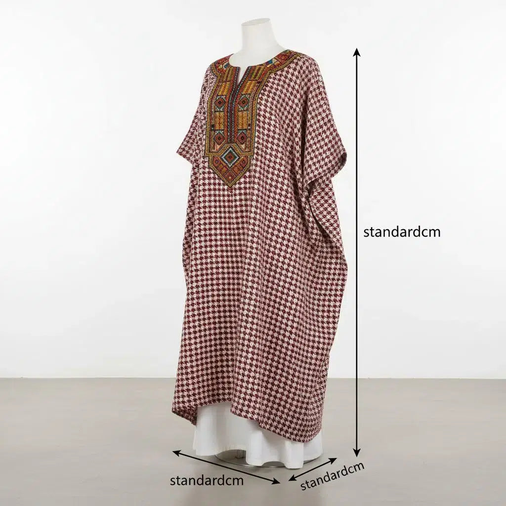 COLLECTION HYVER/Tunique femme MODE ETHNIK en tissu pied de poule en lin, broderie africaine, robe intérieure chic