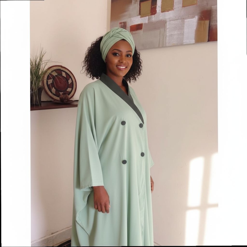 Tunique verte femme ample en coton