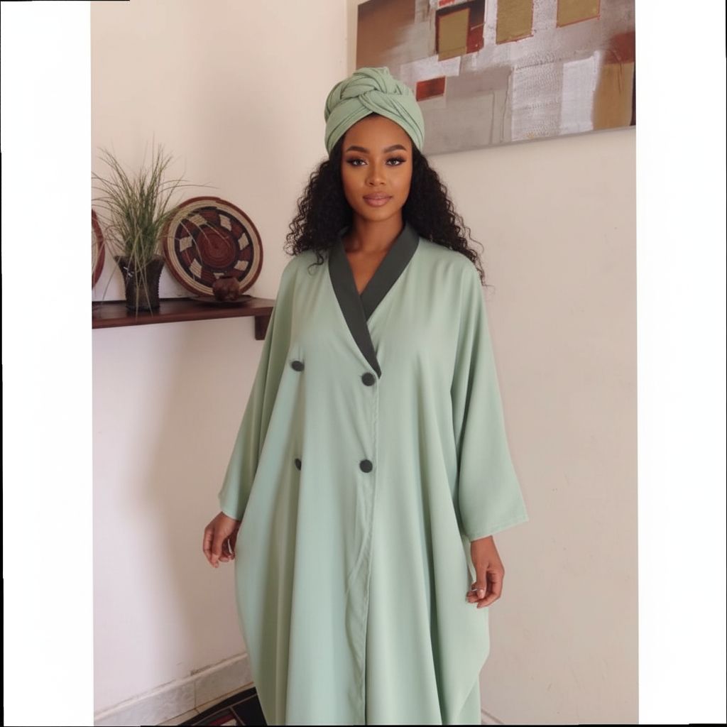 Tunique verte femme ample en coton