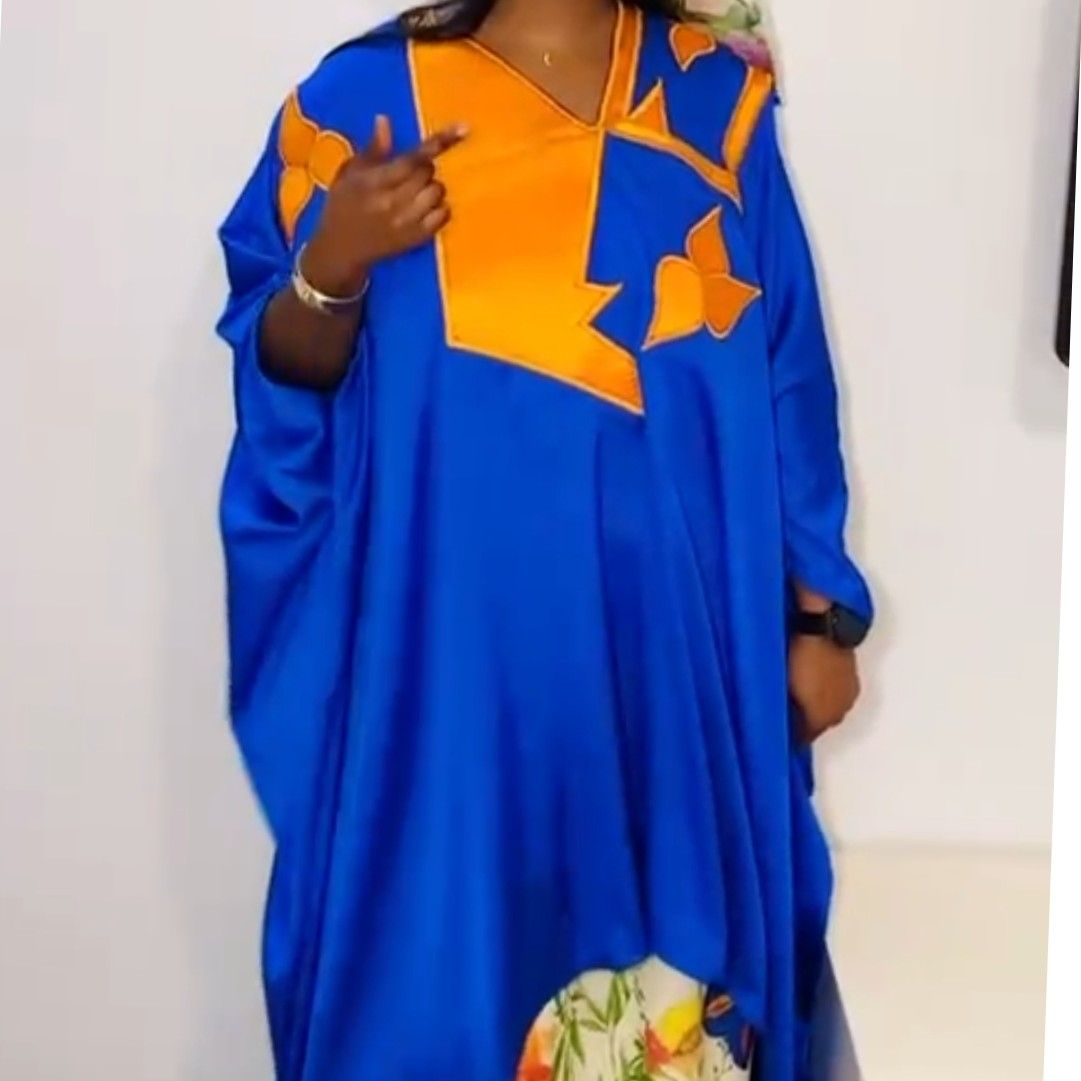 Boubou femme bleu orange tendance pour un style unique et élégant